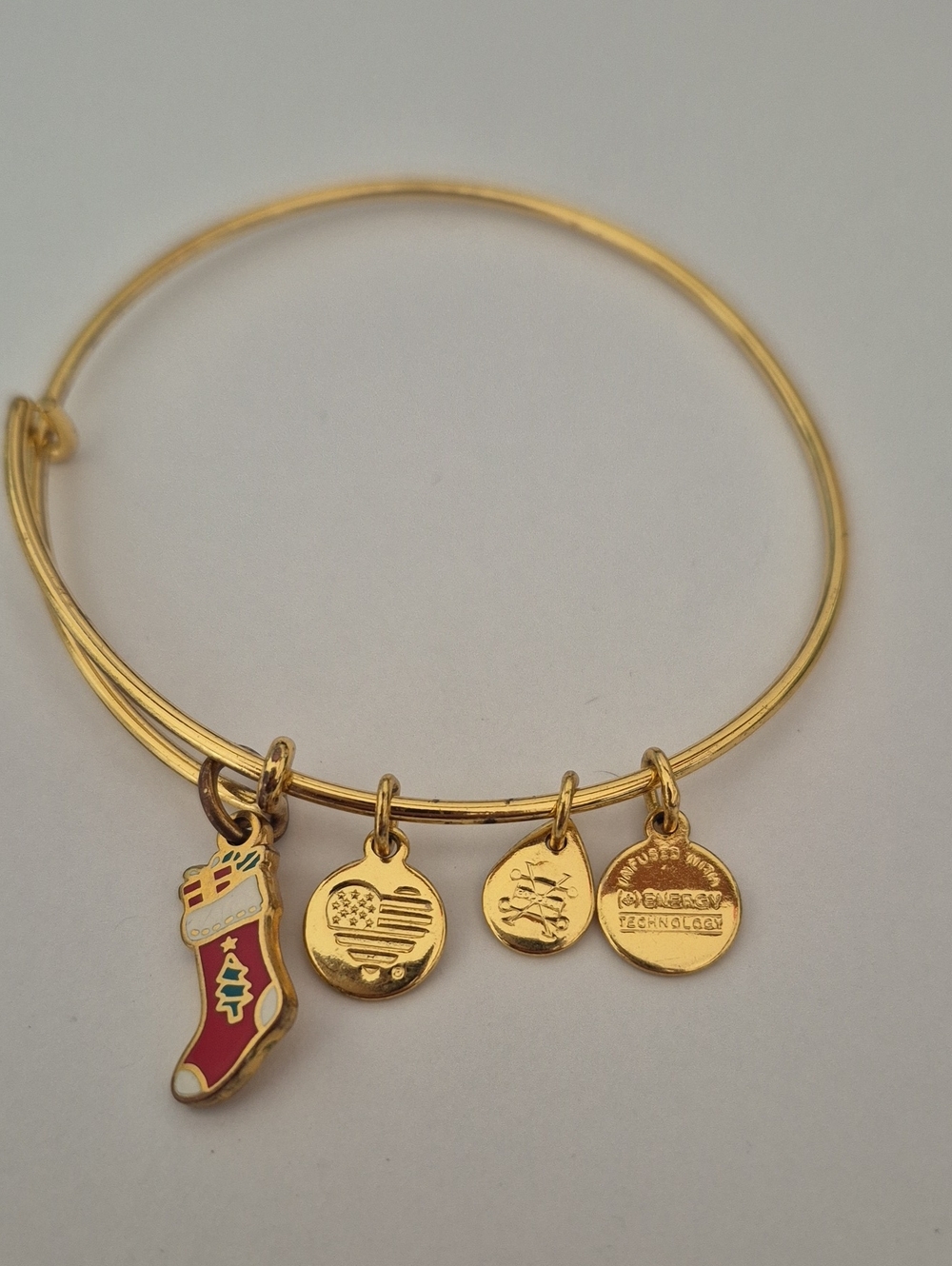 Gold-Tone Holiday Stocking Charm Bangle Bracelet - Alex and Ani